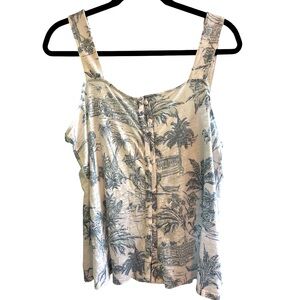 Joie Blue and White Tropical Tank Top